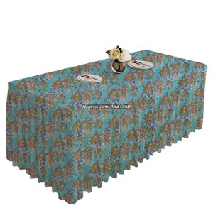 Mantel plisado con estampado de bloques florales coloridos, manteles plisados rectangulares, cubierta de mesa de fiesta bohemia, regalos de fiesta en casa - Product Image 5