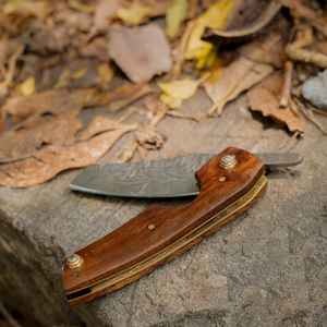 Cuchillo de Caza Plegable Portátil de Acero de Damasco de Grado Industrial de Alta Calidad, Personalizable, Regalo de Fábrica, Durabilidad Personalizada - Product Image 2