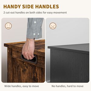 29.9\" Rustic Brown Wooden <b>Storage</b> Trunk for Playroom Kids & Teen <b>Storage</b> <b>Chest</b> with 2 Safety Hinges and Side Handles - Product Image 6