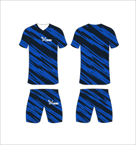 Ensemble maillot et short de football personnalisés par sublimation, respirant et à séchage rapide, uniforme sportif pour l'entraînement et les matchs d'équipe, camouflage bleu - Product Image 1