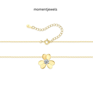 Collier pendentif fleur plaqué or, argent sterling 925, collier floral en CZ pour femme, bijoux cadeau - Product Image 3