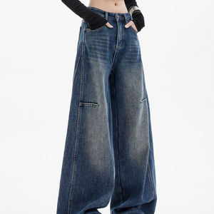 Pantalones Vaqueros de Diseño Único, Estilo Retro Americano, Holgados, de Pierna Recta, para Mujer - Product Image 6