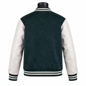 <b>Leather</b> Body Matte Finish Sleeves Ribbed Collar Button Front Design And Comfortable <b>Men</b> Varsity <b>Jacket</b> Designed With <b>Faux</b> - Product Image 2