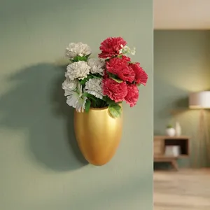 Support mural en métal doré pour vase à fleurs |   Jardinière décorative ovale élégante pour fleurs artificielles, salon moderne, chambre à coucher - Product Image 5