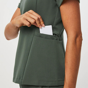 Ensembles de blouses médicales unisexes à manches courtes, confortables et personnalisés, de haute qualité, extra petits, noirs, en polyester tricoté - Product Image 3