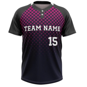 Unisex Baseball Jersey Sublimated Print Moisture Wicking 100% <b>Polyester</b> Short Sleeve Polka Dot Pattern Regular Fit - Product Image 2