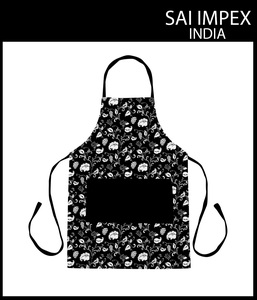 Delantal Moderno Estampado 100% Algodón Negro con Bolsillo, Correas Ajustables, Sostenible, Lavable, para Uso en Cocina, Hotel y Restaurante - Product Image 3