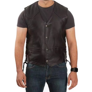 Chaleco de cuero para hombre sin mangas, estilo único, de la marca Motorcycle Club, fabricado en fábrica, a la moda. - Product Image 1