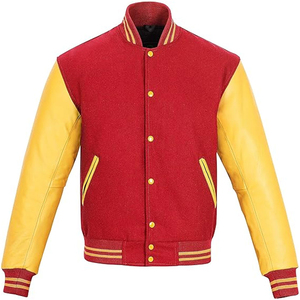 Men's Premium Quality Best Selling Varsity <b>Jacket</b> Customized Genuine <b>Leather</b> Material Hot Selling <b>Winter</b> - Product Image 2