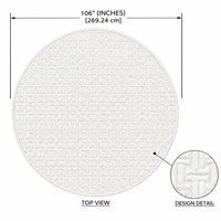 Rectangle Geometric Wool Area Rug 106 in White New Zealand Modern Living Room Non Slip PET Friendly Medium Pile Carpet