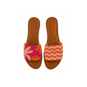 Checkered Lemon Design Handmade Beaded Slippers Customizable Summer Footwear Trendy Seed Bead Sandals Stylish Party Wear Fashion - Product Image 2