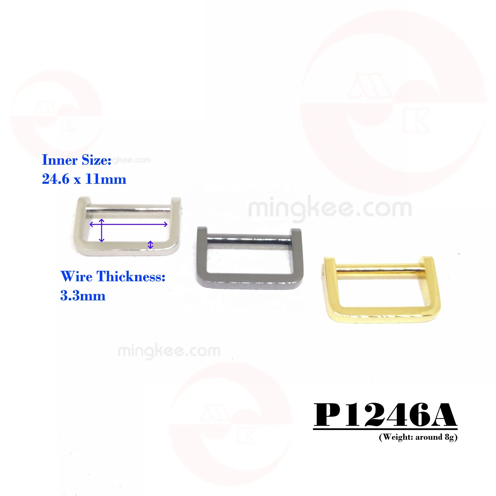 MING KEE METAL 25mm D anillo con barra Metal correas bolso artículos de cuero bolsa accesorios hebilla Aleación de Zinc Metal D anillo