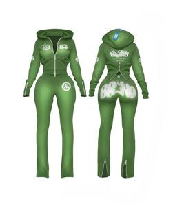 Ensemble de survêtement d'hiver pour femmes de haute qualité, éco-responsable, personnalisé, style streetwear, avec sweat à capuche court en velours et pantalon de jogging ample, deux pièces, vente en gros - Product Image 6