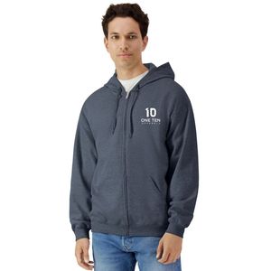 Sudadera con capucha de forro polar de peso medio para adulto, con cremallera completa, color gris jaspeado oscuro, suave, cálida, informal, cómoda, personalizada, al por mayor - Product Image 2
