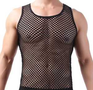 Men's <b>Mesh</b> Tank <b>Top</b> O-Neck Sleeveless Breathable Knitted Casual Hollow Out Design 100% Cotton Anti-Pilling 180g - Product Image 5