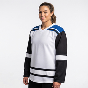 Maillot de hockey sur glace pour femmes en mesh à col en V, maillot de hockey sur glace sublimé à manches courtes pour femmes, maillot de hockey sur glace premium pour femmes - Product Image 6