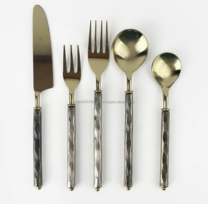 Mango de diseño de corteza forjada a mano de aspecto elegante, 1 Cuchillo, 2 tenedores, 2 cucharas, juegos de cubiertos de cocina - Product Image 5