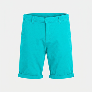 Pantalones Cortos Negros Sólidos para Hombre, Cintura Media, Casuales, Tejidos, con Bolsillos y Botones - Product Image 6
