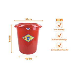 120L PP Plastic <b>Bucket</b> <b>Lid</b> Handle Waterproof Eco-Friendly Durable Lightweight Large Capacity Storage Container Food Preparation - Product Image 4