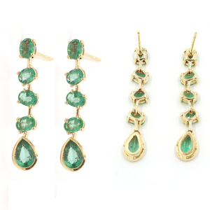 14KY <b>Emerald</b> (Pears) 0.58 CT, <b>Emerald</b> (Oval) 1.00 CT Earrings - Product Image 2