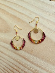 UO Craft Bohemian Gold Plated Drop Earrings With Beaded Hoop Design For Women Party Jewelry Fashion Statement Accessory By UO - Product Image 5