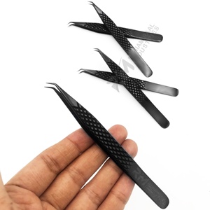 Pince à épiler RMI personnalisée en acier inoxydable à 45 et 90 degrés, pointue, anti-magnétique, durable, pour extensions de cils, avec embout en fibre - Product Image 4
