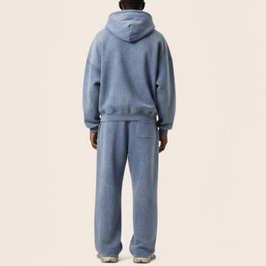 Survêtements d'hiver vintage pour hommes, personnalisés, délavés à l'acide, avec logo sérigraphié effet soleil, en coton épais 100% - Product Image 5