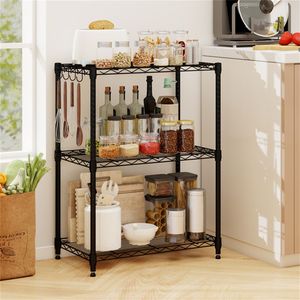 Libreria Industriale Nera a 3 Ripiani con Protezioni Anti-Caduta, Capacità 33 Libbre per Ripiano, Organizzatore per Stoccaggio - Product Image 6