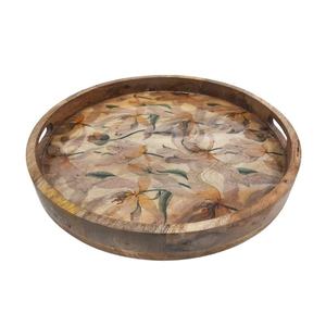 Premium <b>Round</b> Black <b>Walnut</b> Wood Serving Tray Nesting Decorative Platter for Tea Coffee Minimalist Home Decor - Product Image 5