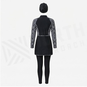 NORTH APPROACH Burkinis pour femmes à imprimé géométrique, robe de bain à col haut et manches longues avec jupe asymétrique et ensemble de leggings - Product Image 2
