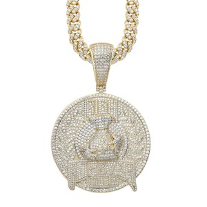 Pendentif Hip-Hop de Haute Qualité en Argent Sterling 925 Plaqué Or 14K, Serti de Zircons Ronds, Vente en Gros Directe Usine de Bijoux - Product Image 4