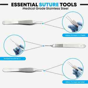 25 Pcs Complete Stainless Steel Suture <b>Practice</b> Kit Silicone <b>Pads</b> Medical Surgical Suturing Wound Closure By Dentavex - Product Image 2