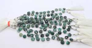 Esmeralda natural facetada en forma de corazón, tipo briolette, de 9 a 10 mm, cuentas de esmeralda auténtica, hilo de 6 pulgadas, cuentas de primera calidad en forma de corazón. - Product Image 6