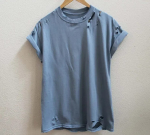 เสื้อยืดผู้ชายคอตตอน 100% ทรงดิสเทรส แขนครึ่ง คอกลม สีพื้น รับสกรีนโลโก้ ขายส่งจากโรงงาน - Product Image 6