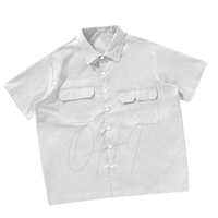 Chemise blanche à manches courtes personnalisable pour homme, 100% coton, logo sur le devant, fabrication OEM/ODM, design tendance avec poche utilitaire