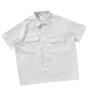 Camisa Blanca Personalizable de Manga Corta para Hombre, 100% Algodón, Logotipo Frontal, Fabricación OEM/ODM, Diseño Moderno con Bolsillo Utilitario - Product Image 2