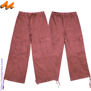 Pantalones Cargo Casuales de Verano para Mujer MASTER TEXTILE, Color Sólido, Pierna Ancha, Transpirables, Cintura Media, Hechos con Tela de 7.37 oz - Product Image 3