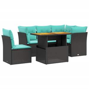 Ensemble de canapés de patio en polyrotin noir 5 pièces avec coussins, meubles d'extérieur élégants - Product Image 2