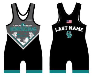 He She Wears Singlet de compression de lutte sans manches en polyester unisexe, imprimé par sublimation de lettres, ajusté, à enfiler, pour le fitness - Product Image 1