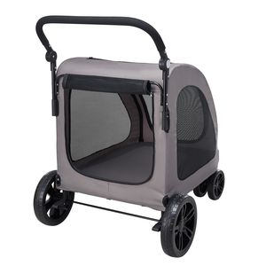 Poussette portable pour animaux de compagnie à 4 roues avec maille respirante, capacité de 160 lb, freins, garantie 1 an - Product Image 3
