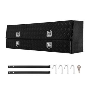 Caja de Herramientas para Camioneta de Contratista con Puerta Abatible, Protección Contra la Intemperie, 72 x 21 x 13 Pulgadas, Negra, de Aluminio, con Dos Cajones Inferiores - Product Image 1