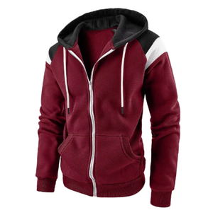 Sweat-shirts à capuche zippés décontractés et sportifs pour hommes, coupe ajustée, color block – Fabricant de vêtements pour hommes - Product Image 1