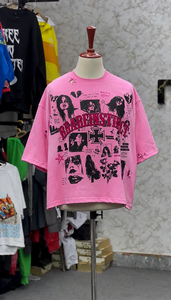 เสื้อยืดกราฟิกโอเวอร์ไซส์สั่งทำพิเศษสำหรับผู้ชาย ผ้าฝ้าย 100% สไตล์สตรีทแวร์ วินเทจ ลุคซักยับ พิมพ์ลาย เสื้อยืดเนื้อหนา รับผลิตแบบ OEM ODM - Product Image 1