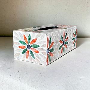 Caja de pañuelos con diseño de flor de nácar colorida para regalar en ocasiones especiales, decoración del hogar, uso en mesa y sala de estar - Product Image 2