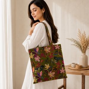 Sac fourre-tout en velours de luxe à imprimé tropical - Design personnalisable, léger, facile à transporter, fermeture magnétique pour le shopping, les voyages et l'usage quotidien - Product Image 6