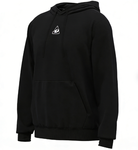 Men's Black Hooded Sweatshirt 100% Cotton Fleece Regular Fit Casual Front Logo Pocket Autumn Wear - Product Image 1