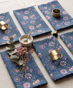 Serviettes de cocktail réutilisables personnalisées en gros, serviettes imprimées à la main, 100% coton, serviettes en tissu, motif floral, serviettes légères personnalisées - Product Image 4