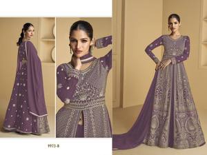 Renard lourd Georgette Pishwas élégant Flair Sequin broderie pleine Dupatta Semi cousu indien pakistanais vêtements tendance - Product Image 4