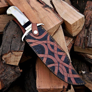 Cuchillo Bowie de Caza J2 de Acero Hecho a Mano de Alta Calidad 2026 con Mango de Hueso de Camello y Resina y Guarda de Latón - Product Image 5