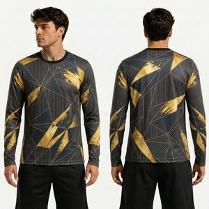 Camiseta Deportiva de Manga Larga de Poliéster con Sublimación Gráfica Urbana Azul, Ropa Deportiva Ligera de Alto Rendimiento - Product Image 5